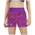 thumbnail image 1 of Odeerbi 5-14 Years Teen Boys Girls Metallic Sequin Sparkly Dance Shorts Sport Atletic Shorts Stage Performance Outfits Elastic Waist Multi-color Shorts, 1 of 4