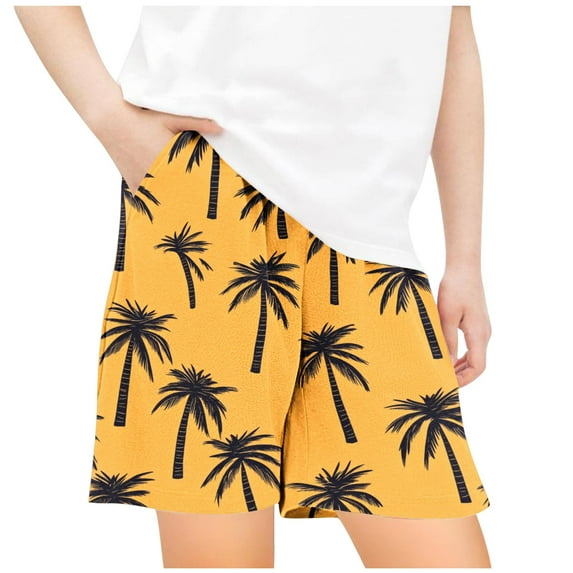 Odeerbi 5-14 Years Teen Boys Girls Summer Shorts Hawaiian Tropical Print Quick Dry Swim Trunks Beach Board Shorts Elastic Waistband Casual Loose Shorts with Pocket