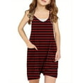 thumbnail image 1 of Odeerbi 5-14 Years Teen Girls Summer Jumpsuit Cute Striped Camisole Romper Casual Breathable Comfortable Overalls Bib Overall Shorts with Pockets, 1 of 6