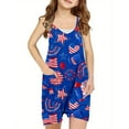 thumbnail image 1 of Odeerbi 5-14 Years Teen Girls Summer Jumpsuit Independence Day Print Camisole Romper Casual Sleeveless Strap Overalls Bib Overall Shorts with Pockets, 1 of 5
