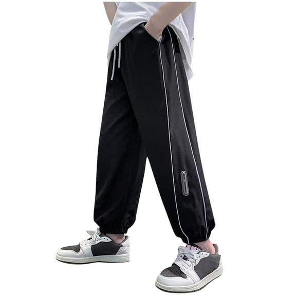 Odeerbi 5-15 Years Kids Boys Ice Silk Sweatpants Summer Workout Athletic Sports Jogger Pants Elastic Waist Loose Joggers