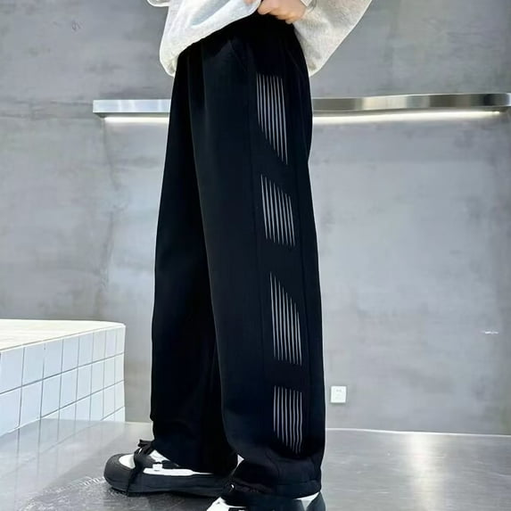 Odeerbi 5-15 Years Kids Boys Workout Athletic Sports Pants Cotton Wide Leg Pants Casual Loose Straight Pants