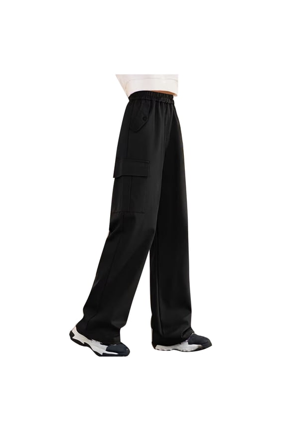 5-15 Years Kids Girls Cargo Pants Athletic Sports Wide Leg Pants Loose Casual Work Pants with Pocket