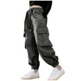 thumbnail image 1 of Odeerbi 5-16 Years Teen Boys Cargo Pants Athletic Sports Jogger Pants Spring Solid Color Loose Work Pants with Multiple Pockets, 1 of 5