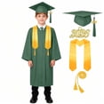 thumbnail image 1 of Odeerbi 5-17 Years Kids Teen Boys Girls Graduation Gown Set Solid Color Long Sleeve Robe with Stole, Cap & Honor Cord, Complete 4-Piece Outfit, 1 of 6