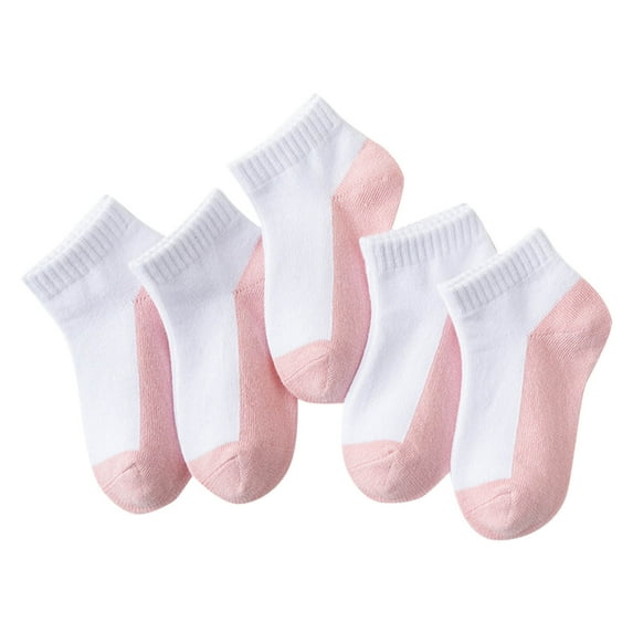 Odeerbi 5 PCS Cotton Ankle Socks for Kids Boys Girls Color Block Cute Soft Crew Socks Student Children's Solid Color Short Socks Sports Socks