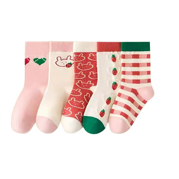 Odeerbi 5 PCS Cotton Crew Socks for Infant Boys Girls Cute Soft Breathable Socks Children's Comfortable Socks