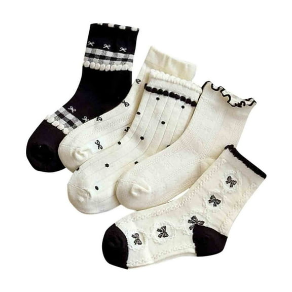 Odeerbi 5 PCS Cotton Crew Socks for Toddler Boys Girls Breathable Cute Soft Socks Children's Mid Tube Socks