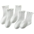 thumbnail image 1 of Odeerbi 5 PCS Ruffle Cotton Socks for Kids Girls Cute Soft Crew Socks Children's Stacked Socks Mid Tube Socks, 1 of 4