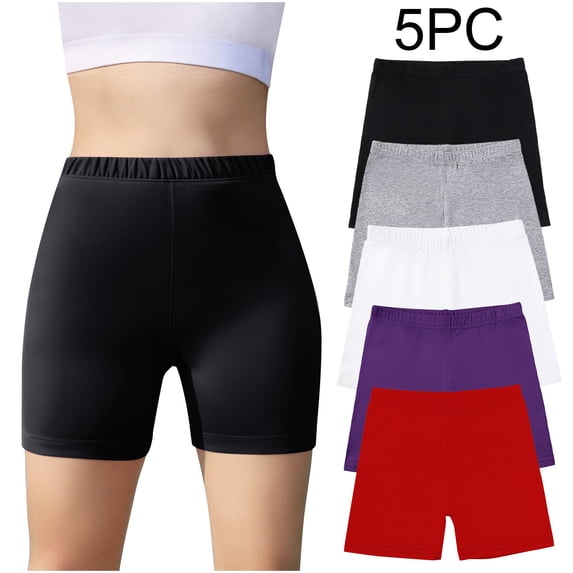 DOZINSIX 5 Pack Kids Girls Athletic Biker Shorts Breathable Soft Stretchy Dance Yoga Cartwheel Shorts for 5-14 Years
