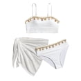 thumbnail image 1 of Odeerbi 6-13 Years Kids Teen Girls 3-Piece Swimsuit Set Summer Shell Decoration Bikini Set with Sarong Coverups Cute Bathing Suit, 1 of 8