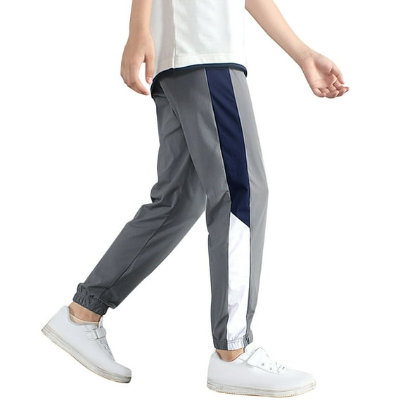 Odeerbi 6-15 Years Kids Boys Cotton Sweatpants Color Block Workout Athletic Sports Jogger Pants Solid Color Casual Joggers with Pocket