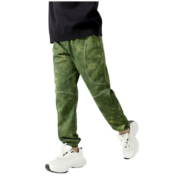 Odeerbi 6-15 Years Kids Boys Cotton Sweatpants Workout Athletic Sports Jogger Pants Solid Color Casual Joggers with Pocket