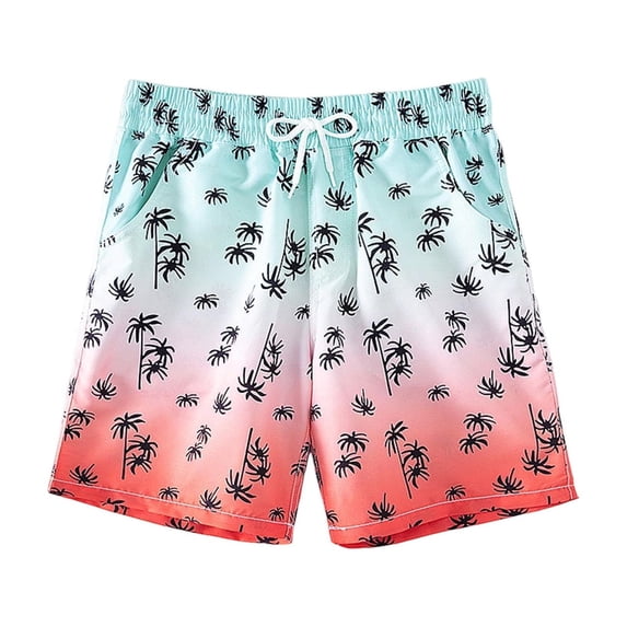 Odeerbi 6-15 Years Kids Teen Boys Hawaiian Swim Trunks Quick Dry Beach Shorts with Pockets Elastic Waist Board Shorts