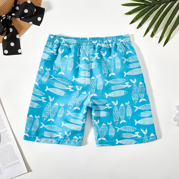 Odeerbi 6-15 Years Kids Teen Boys Hawaiian Swim Trunks Quick Dry Beach Shorts with Pockets Elastic Waist Board Shorts