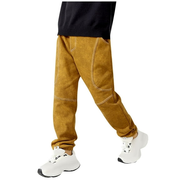 Odeerbi 6-15 Years Teen Boys Cotton Sweatpants Workout Athletic Sports Jogger Pants Solid Color Casual Joggers with Pocket