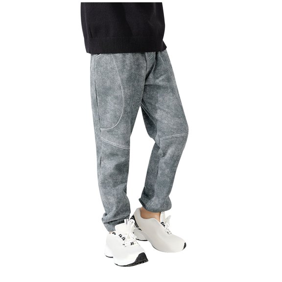 Odeerbi 6-15 Years Teen Boys Cotton Sweatpants Workout Athletic Sports Jogger Pants Solid Color Casual Joggers with Pocket