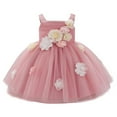 thumbnail image 1 of Odeerbi 6 M-3 Y Infant Toddler Girls 3D Floral Tulle Ball Gown Elegant Sleeveless Ruched Princess Dress for Wedding Pageant Formal Party, 1 of 9