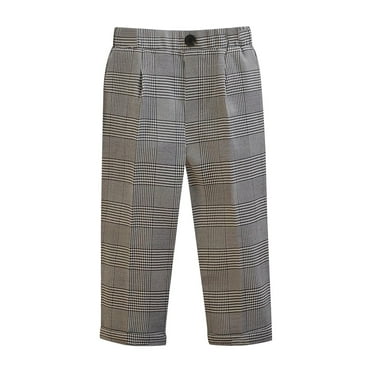 Odeerbi 6M-10Y Toddler Boys Girls Formal Suit Pants Plaid Dress Pants Uniforms Pants Cute Solid Color Casual School Uniform Trousers