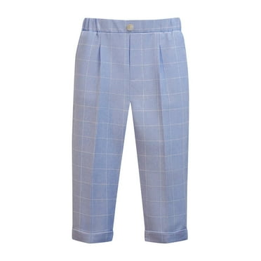 Odeerbi 6M-10Y Toddler Boys Girls Formal Suit Pants Plaid Dress Pants Uniforms Pants Cute Solid Color Casual School Uniform Trousers