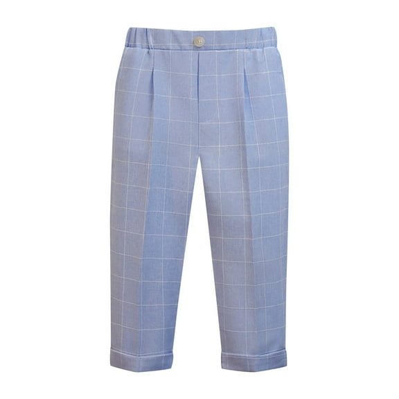 Odeerbi 6M-10Y Toddler Boys Girls Formal Suit Pants Plaid Dress Pants Uniforms Pants Cute Solid Color Casual School Uniform Trousers