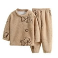 thumbnail image 1 of Odeerbi 6M-12Y Kids Boys Girls Fleece Pajama Set Cute Soft Pajamas Toddler Winter Solid Color Cute Pattern Long Sleeved Thickening Home Wear Clothes Suit Baby Clothes Khaki, 1 of 9