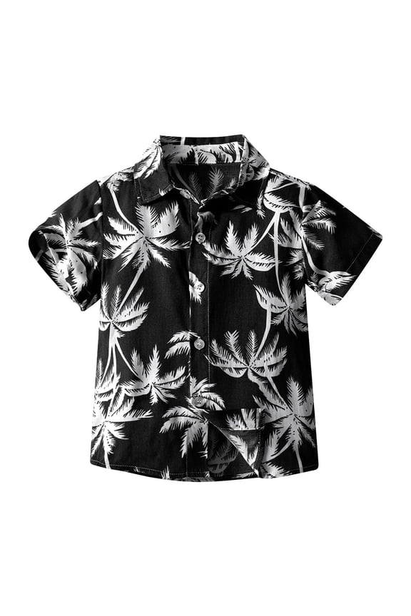 6M-13Y Kids Boys Hawaiian Shirt Summer Beach Cotton Shirts Kids Fashion Short Sleeve Blouse Tropical Flower Print Shirt Leisure Tops Kids Boys Clothes
