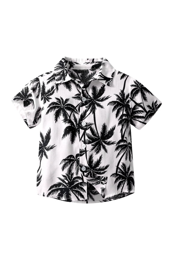 6M-13Y Teen Boys Hawaiian Shirt Summer Beach Cotton Shirts Kids Fashion Short Sleeve Blouse Tropical Flower Print Shirt Leisure Tops Teen Boys Clothes