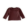 thumbnail image 1 of Odeerbi 6M-3Y Infant Girls Cotton Undershirt Rib Knit Base Layer Spring Fall Long Sleeve Undershirts Solid Color Shirt Brown, 1 of 5