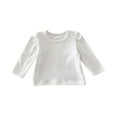 thumbnail image 1 of Odeerbi 6M-3Y Infant Girls Cotton Undershirt Rib Knit Base Layer Spring Fall Long Sleeve Undershirts Solid Color Shirt White, 1 of 5