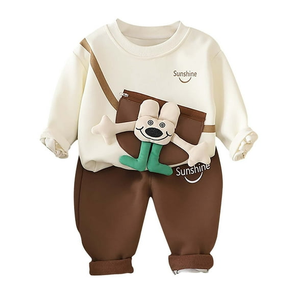 Odeerbi 6M-3Y Toddler Boys Outfits Cute Print Crewneck Sweatshirts Sweatpants Two-piece Set Casual Long Sleeve Sweatsuits Toddler Boys Clothes
