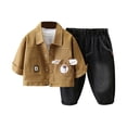 thumbnail image 1 of Odeerbi 6M-3Y Toddler Boys Outfits Long Sleeve T-Shirt Cargo Jacket Jeans Set Handsome Casual Three-piece Suit Toddler Boys Clothes, 1 of 9