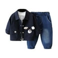 thumbnail image 1 of Odeerbi 6M-3Y Toddler Boys Outfits Long Sleeve T-Shirt Cargo Jacket Jeans Set Handsome Casual Three-piece Suit Toddler Boys Clothes, 1 of 4