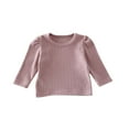 thumbnail image 1 of Odeerbi 6M-3Y Infant Girls Cotton Undershirt Rib Knit Base Layer Spring Fall Long Sleeve Undershirts Solid Color Shirt Pink, 1 of 5