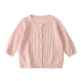 thumbnail image 1 of Odeerbi 6M-3Y Toddler Girls Knitted Cotton Cardigan Breathable Kids Fashion Cute Color Long Sleeved Thin Style Button Cardigan Coat Baby Clothes Pink, 1 of 9