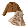 thumbnail image 1 of Odeerbi 6M-3Y Toddler Girls Outfits Slip Pleated Dress with Long Sleeve Jacket Two-piece Set Casual Dress Coat Suit Toddler Girls Clothes, 1 of 9