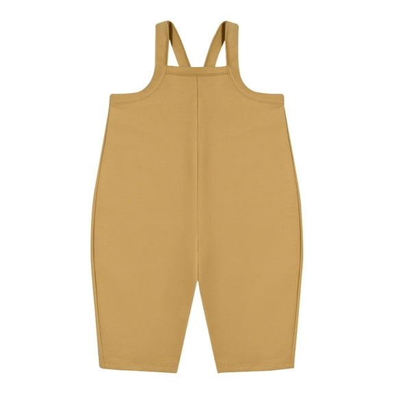 Odeerbi 6M-4Y Toddler Boys Girls Bib Overall Bermuda Shorts Corduroy Jumpsuit Camisole Romper Solid Color Summer Split Overalls