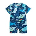 thumbnail image 1 of Odeerbi 6M-5Y Infant Boys Girls One Piece Athletic Training Swimsuit Summer Beach Surfing Swimsuit Cute Beachwear Fish Print Sunscreen Short Sleeve Rash Guard Swim Jumpsuit, 1 of 9