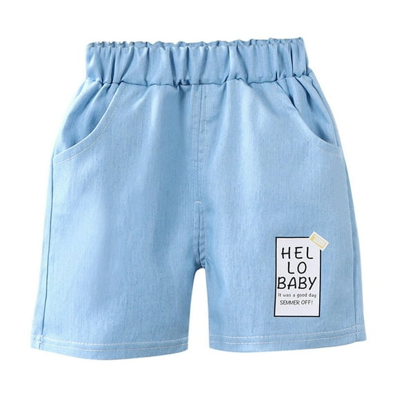 Odeerbi 6M-5Y Toddler Boys Girls Summer Denim Shorts Letter Print Jean Shorts Casual Outdoor Cowboy Shorts