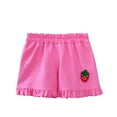 thumbnail image 1 of Odeerbi 6M-5Y Toddler Girls Summer Cotton Linen Shorts Strawberry Embroidered Ruffle Shorts Cute Casual Breathable Shorts, 1 of 4