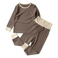 thumbnail image 1 of Odeerbi 6M-7Y Infant Boys Girls Rib Knit Pajamas Long Sleeve Tops High Waisted Pants Two-piece Pajama Set Solid Color Loungewear Infant Boys Girls Clothes, 1 of 5