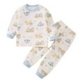 thumbnail image 1 of Odeerbi 6M-8Y Toddler Boys Girls Cotton Pajama Sets Cute Print Long Johns Pajamas Children's Homewear Long Sleeve Round Neck Top Shirt Two-piece Set Toddler Boys Girls Clothes, 1 of 6