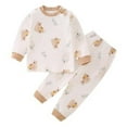 thumbnail image 1 of Odeerbi 6M-8Y Toddler Boys Girls Cotton Pajama Sets Cute Print Long Johns Pajamas Children's Homewear Long Sleeve Round Neck Top Shirt Two-piece Set Toddler Boys Girls Clothes, 1 of 3