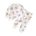 thumbnail image 1 of Odeerbi 6M-8Y Toddler Boys Girls Cotton Pajama Sets Cute Print Long Johns Pajamas Children's Homewear Long Sleeve Round Neck Top Shirt Two-piece Set Toddler Boys Girls Clothes, 1 of 3