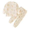 thumbnail image 1 of Odeerbi 6M-8Y Toddler Boys Girls Cotton Pajama Sets Cute Print Long Johns Pajamas Children's Homewear Long Sleeve Round Neck Top Shirt Two-piece Set Toddler Boys Girls Clothes, 1 of 3