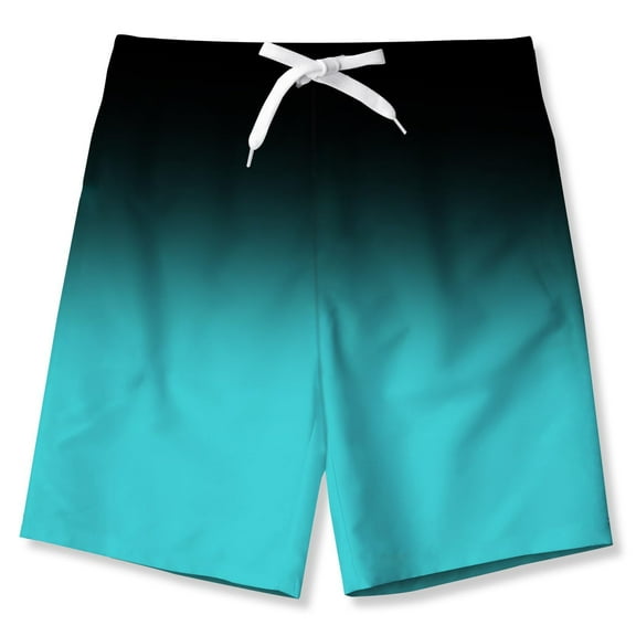 Odeerbi 7-14 Years Kids Boys Summer Shorts Hawaiian Gradient Quick Dry Swim Trunks Beach Board Shorts Casual Adjustable Waist Sports Swim Shorts