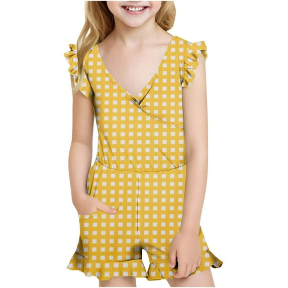 Odeerbi 7-16 Years Kids Girls One Piece Swimsuit Summer Beach Hawaiian Ruffle Beachwear Floral Bathing Suit Padded Swim Jumpsuit with Pocket