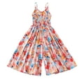 thumbnail image 1 of Odeerbi 7-18 Years Kids Girls Summer Floral Rompers Cotton Wide Leg Jumpsuit Spring Silk French Vacation Style Suspender Overall Pants, 1 of 3
