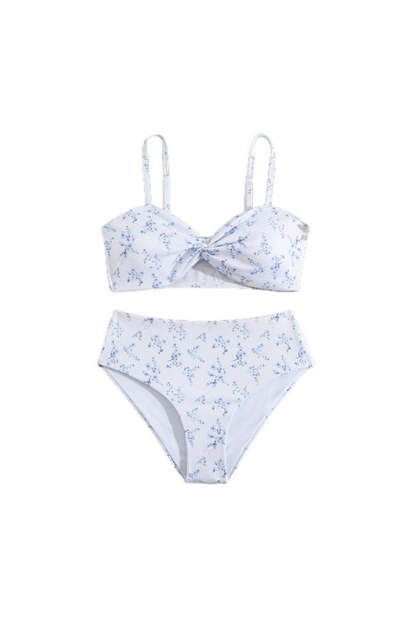 8-12 Years Teen Girls Summer Beach String Bikini Swimsuit Hawaiian Beachwear Bathing Suit Ruffle Swimwear Two-piece Set