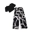 thumbnail image 1 of Odeerbi 8-13 Years Kids Girls Summer Outfits Cotton Short Sleeve Cropped Tops Wide Leg Pants Two-piece Set Casual Loungewear Kids Girls Clothes, 1 of 5